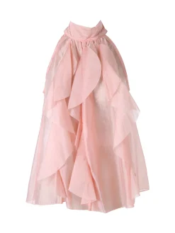 Doremi Top donna con volant e allacciatura al collo - rosa