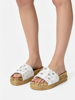 Econfort Ciabatte donna con dettagli fiore e perle - blu scuro