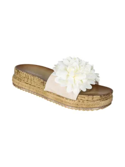 Econfort Ciabatte donna con fiore e platform - bianco