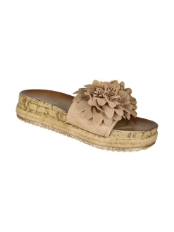 Econfort Ciabatte donna con fiore e platform - khaki