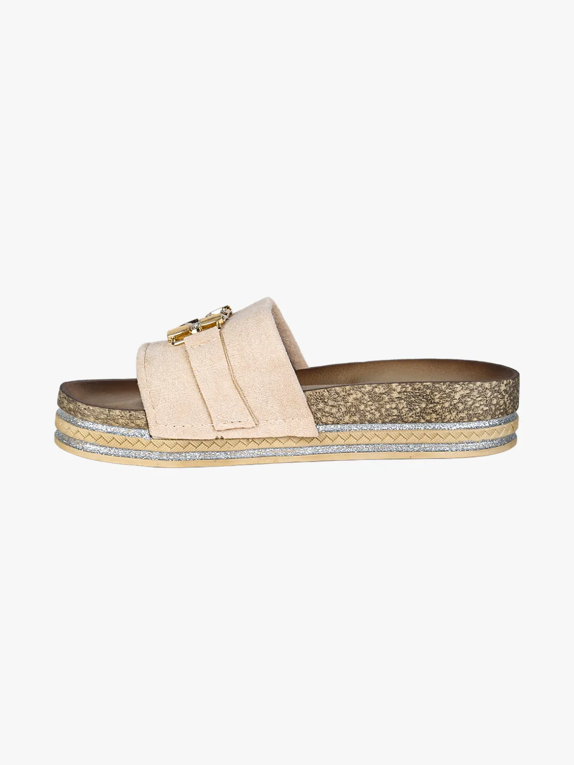 Econfort Ciabatte donna gioiello con strass e platform - beige