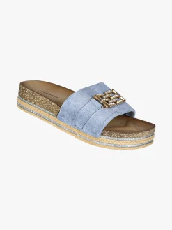 Econfort Ciabatte donna gioiello con strass e platform - blu