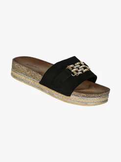 Econfort Ciabatte donna gioiello con strass e platform - nero