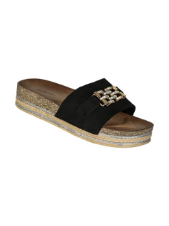 Econfort Ciabatte donna gioiello con strass e platform - nero