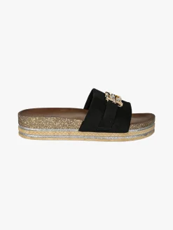 Econfort Ciabatte donna gioiello con strass e platform - nero