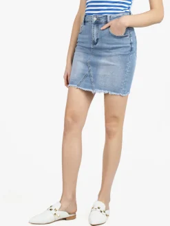 Eilous Jeans Gonna in denim con finale sfrangiato
