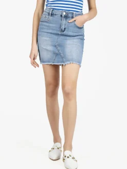 Eilous Jeans Gonna in denim con finale sfrangiato