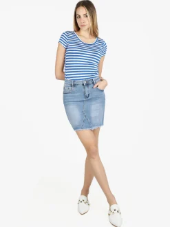 Eilous Jeans Gonna in denim con finale sfrangiato