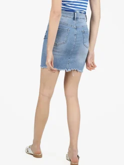 Eilous Jeans Gonna in denim con finale sfrangiato