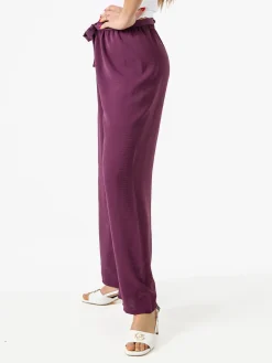 Eletta Pantaloni donna a palazzo in crèpe - viola