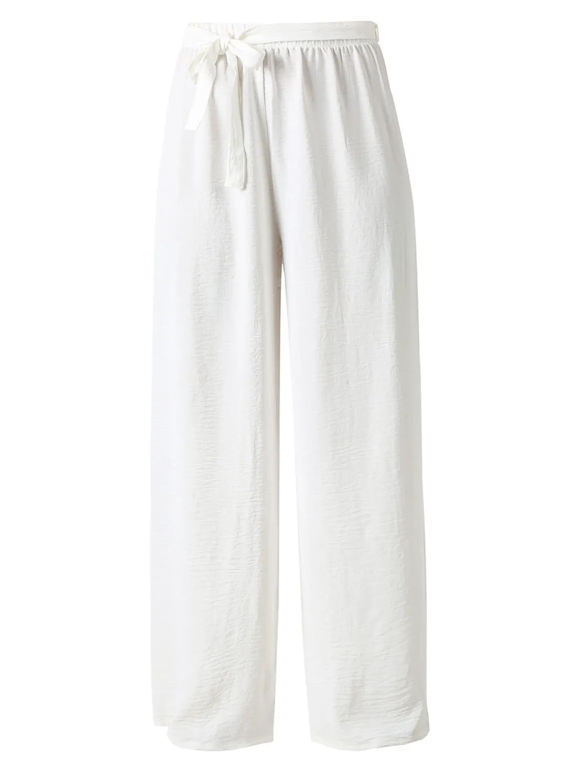 Eletta Pantaloni donna a palazzo in crèpe - bianco