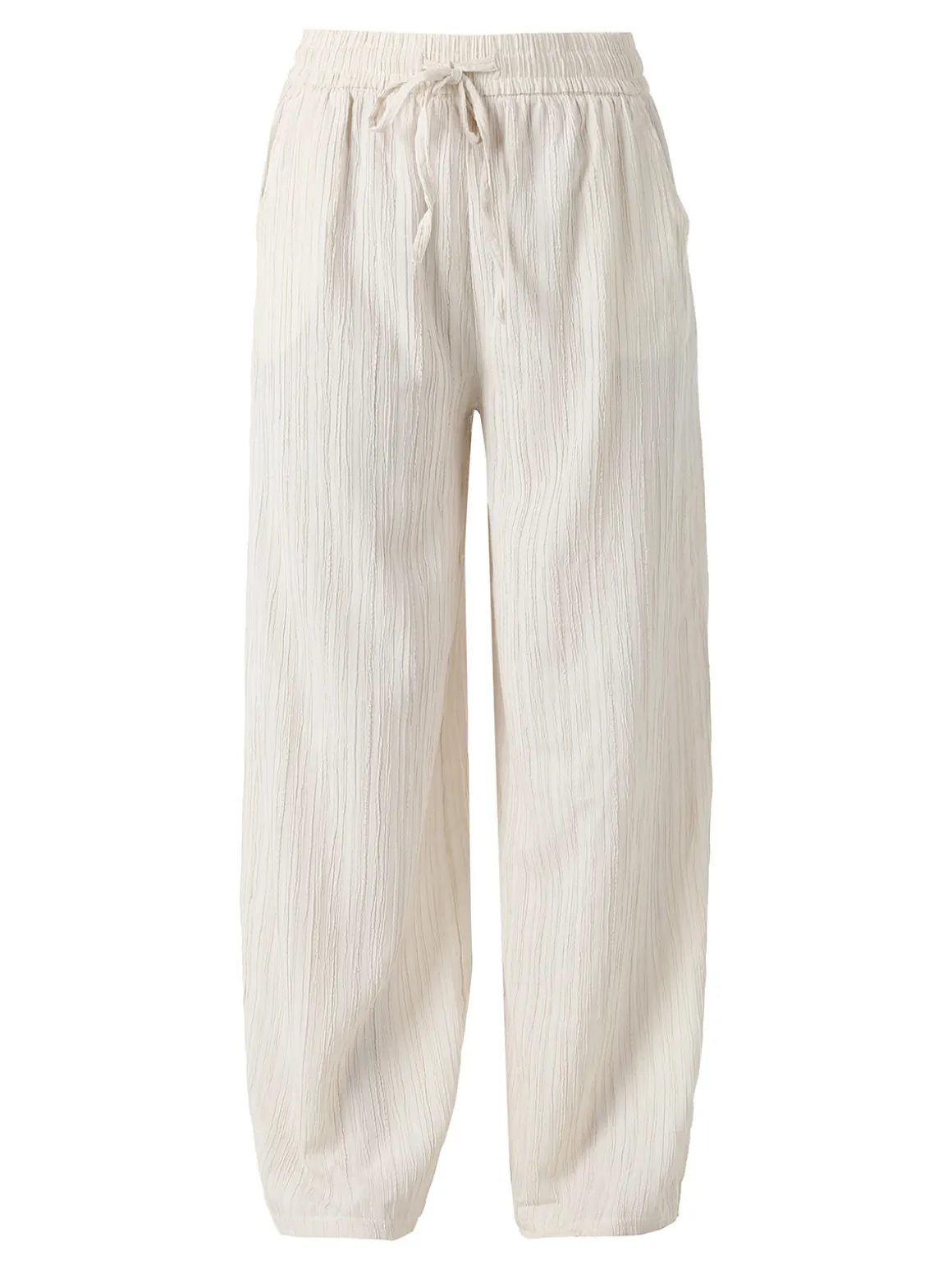 Eletta Pantaloni donna a palazzo con coulisse - panna