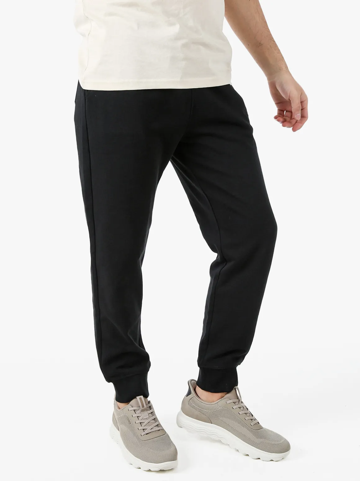 Ellesse Pantaloni tuta da uomo in felpa di cotone con coulisse e polsini - nero