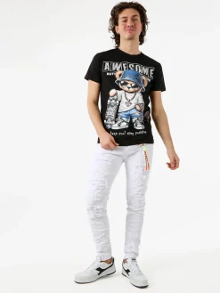 Elyn.G Jeans Jeans da uomo skinny con strappi - bianco
