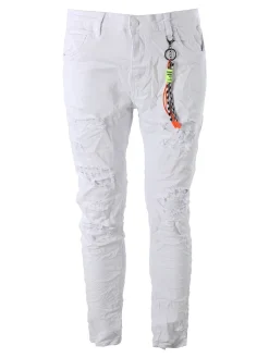Elyn.G Jeans Jeans da uomo skinny con strappi - bianco