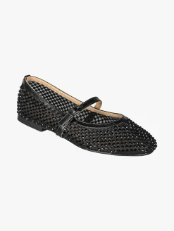 Energy Ballerine da donna in tulle con strass e cinturino con fibbia - nero