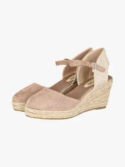 Energy Campesine donna scamosciate aperte dietro con zeppa in corda - taupe