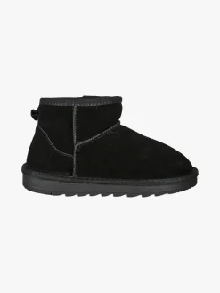 Energy Kids Stivaletti scamosciati da bambina con fodera in ecopelliccia - nero