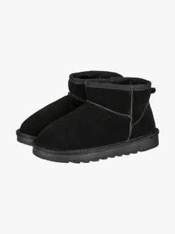Energy Kids Stivaletti scamosciati da bambina con fodera in ecopelliccia - nero