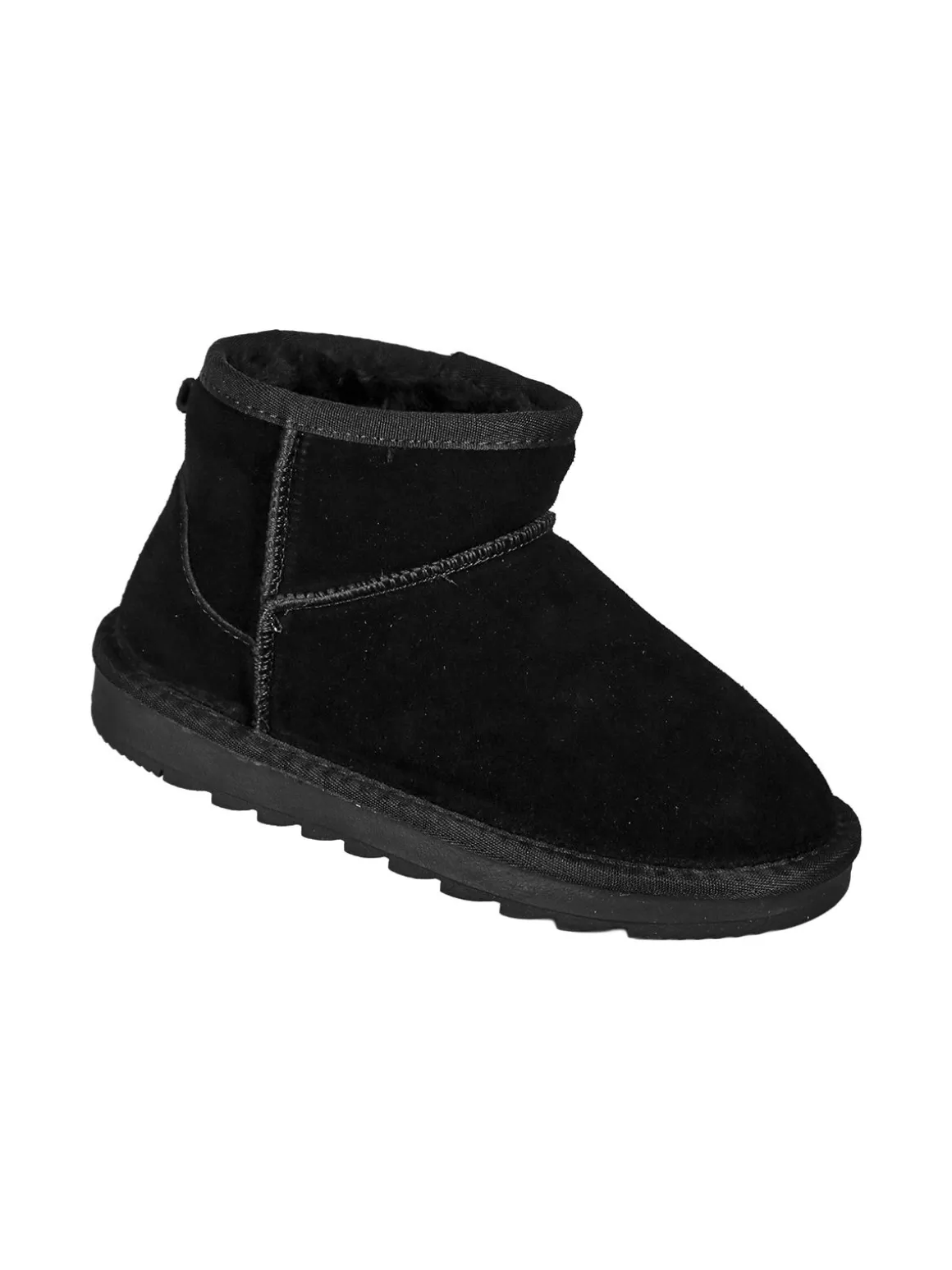Energy Kids Stivaletti scamosciati da bambina con fodera in ecopelliccia - nero