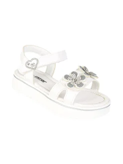 Energy Sandali da bambina con cinturini a strappo e fiori - bianco