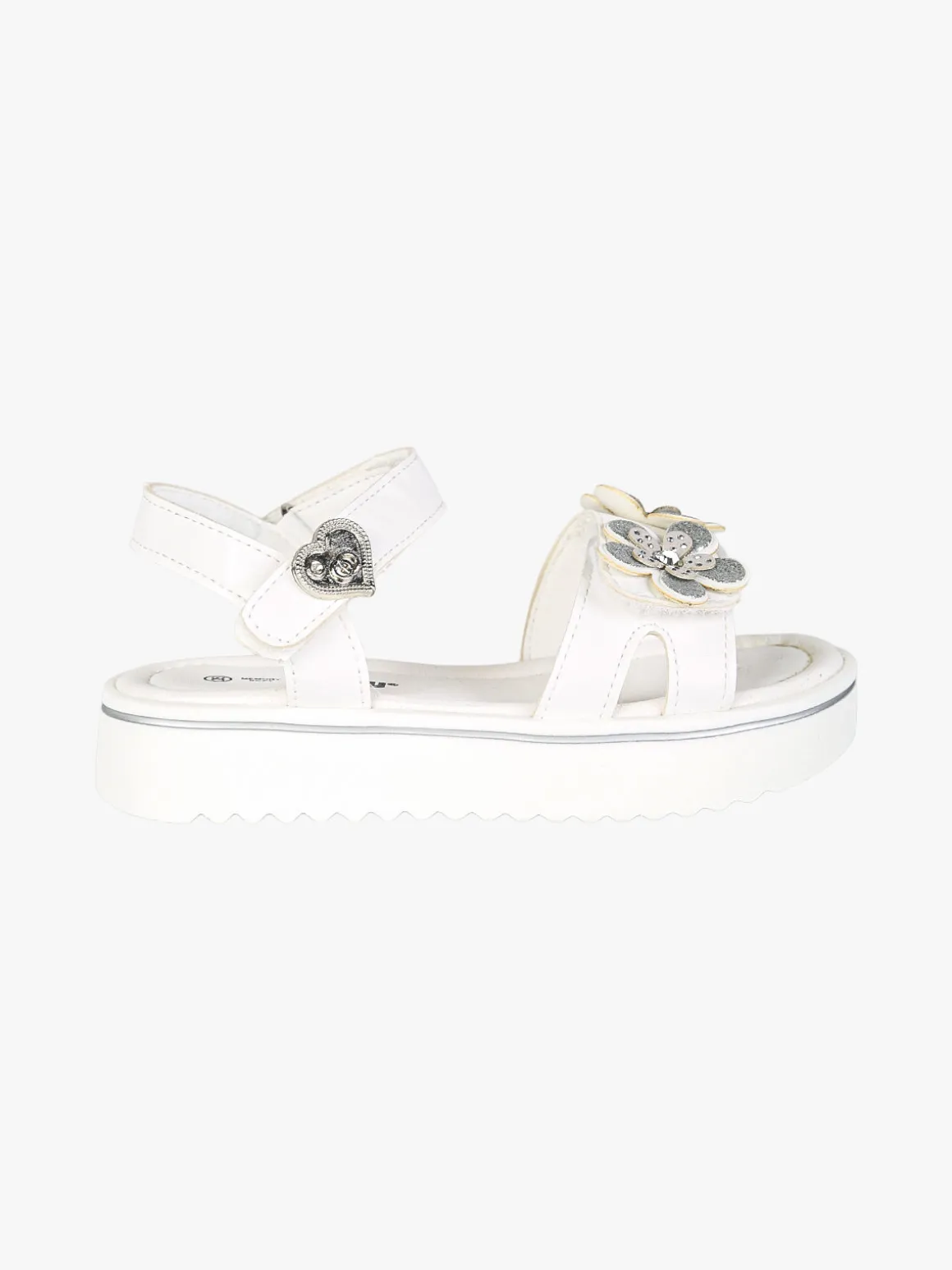 Energy Sandali da bambina con cinturini a strappo e fiori - bianco
