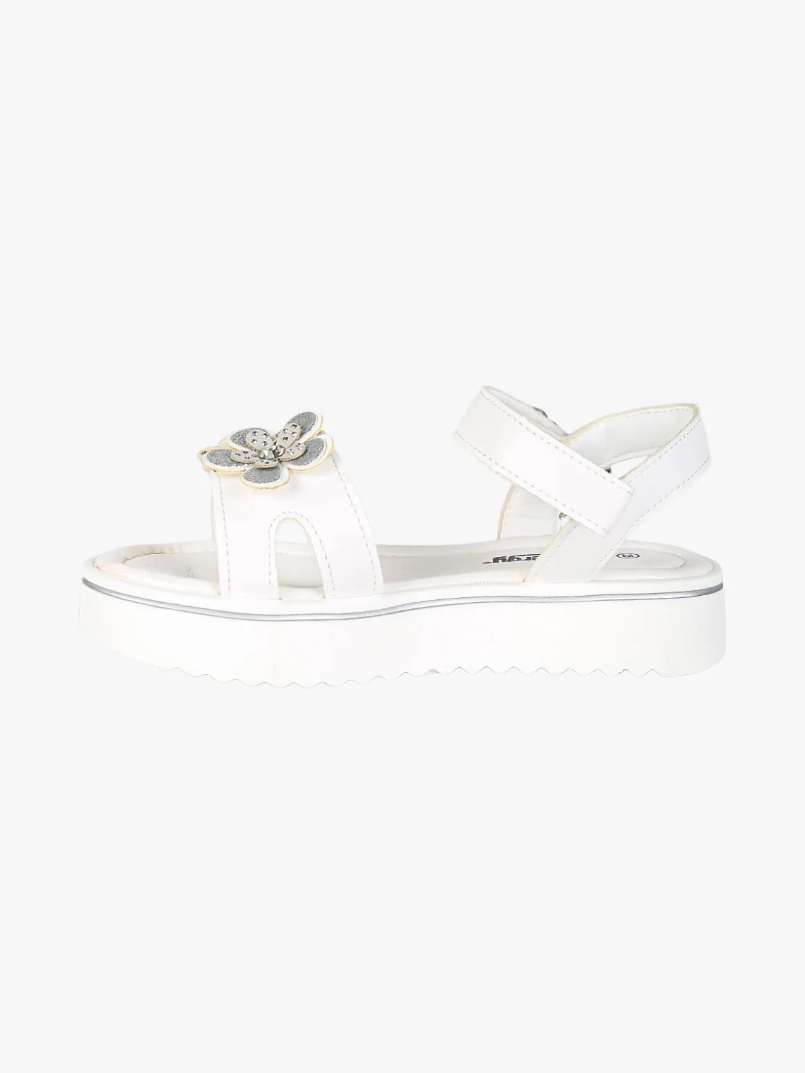 Energy Sandali da bambina con cinturini a strappo e fiori - bianco