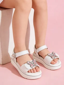 Energy Sandali da bambina gioiello con platform e cintruini a strappo - bianco