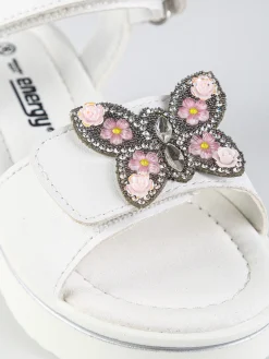 Energy Sandali da bambina gioiello con platform e cintruini a strappo - bianco