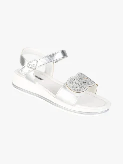 Energy Sandali da ragazza con cinturini a strappo e micro borchie - argento