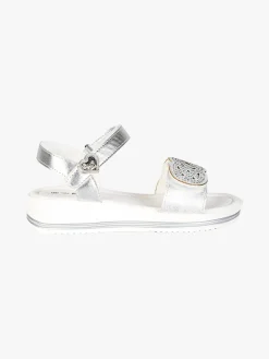 Energy Sandali da ragazza con cinturini a strappo e micro borchie - argento