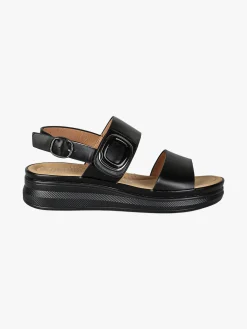 Energy Sandali donna con cinturino a strappo e zeppa comfort - nero