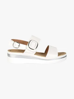 Energy Sandali donna con cinturino a strappo e zeppa comfort - bianco