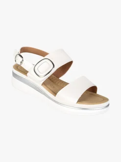 Energy Sandali donna con cinturino a strappo e zeppa comfort - bianco