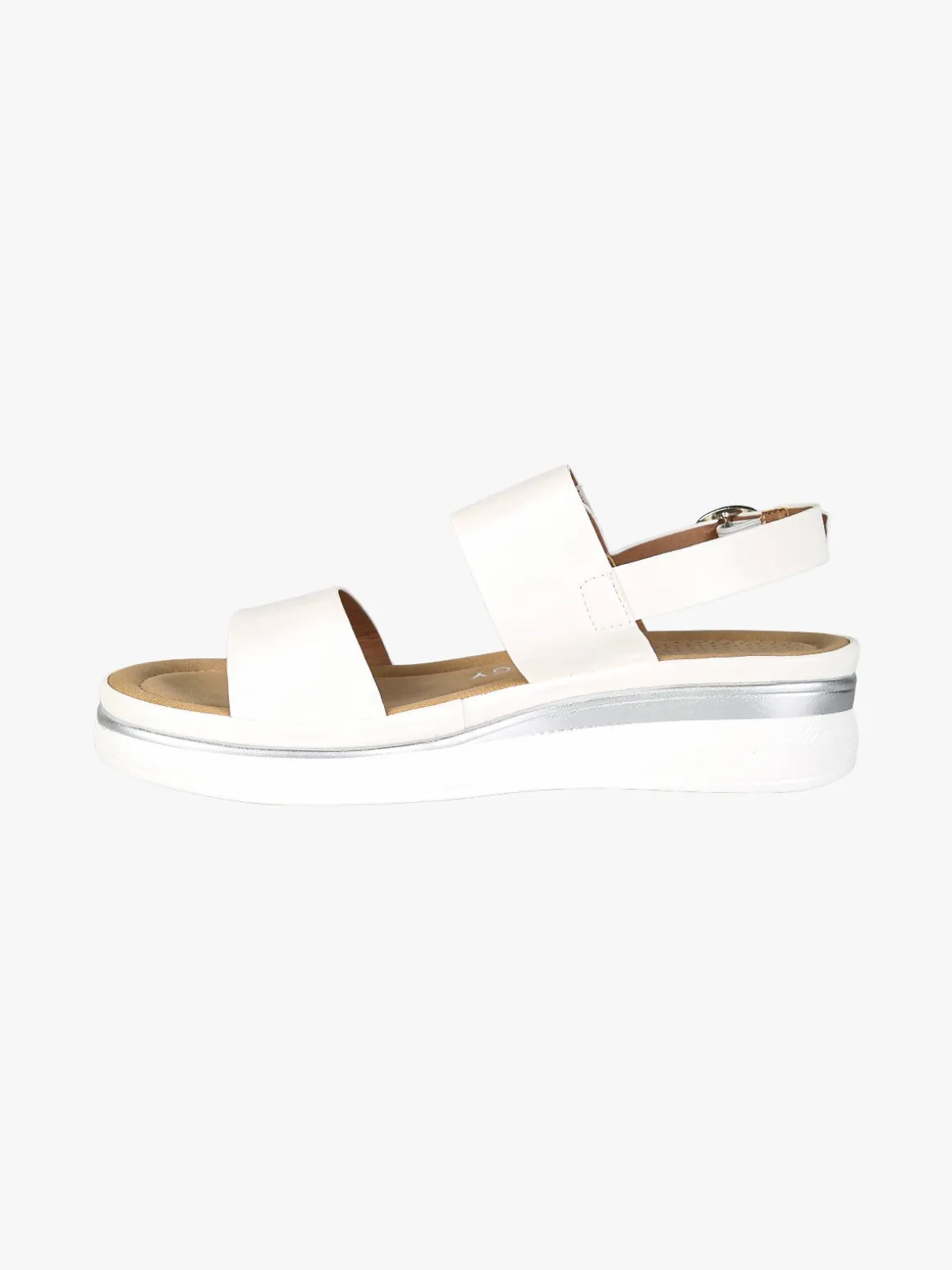 Energy Sandali donna con cinturino a strappo e zeppa comfort - bianco