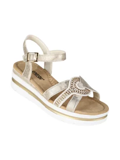Energy Sandali donna con cinturino alla caviglia con fibbia e zeppa - beige