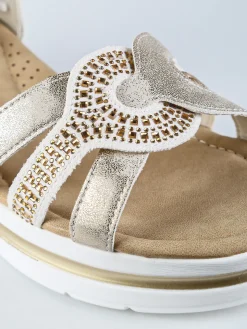 Energy Sandali donna con cinturino alla caviglia con fibbia e zeppa - beige