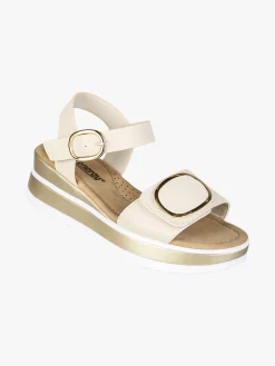 Energy Sandali donna con fascia a strappo e zeppa - panna