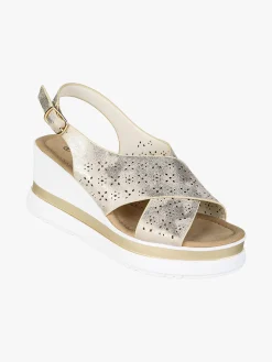 Energy Sandali donna con fasce intrecciate e zeppa - beige