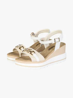 Energy Sandali donna con morsetto di strass e zeppa - panna