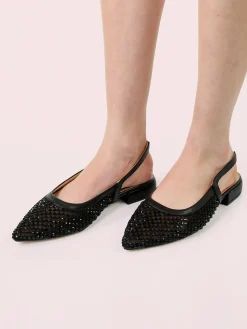 Energy Slingback donna con strass e cinturino elastico alla caviglia - nero