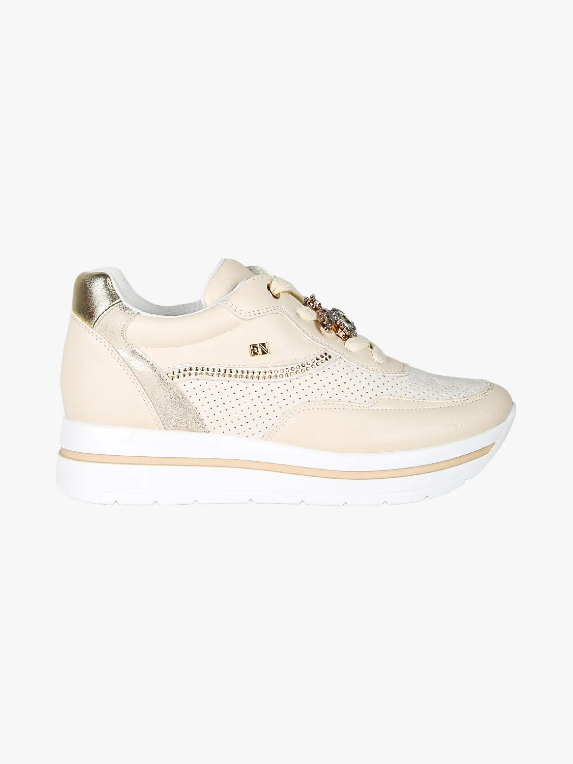 Energy Sneakers donna gioiello con platform - panna