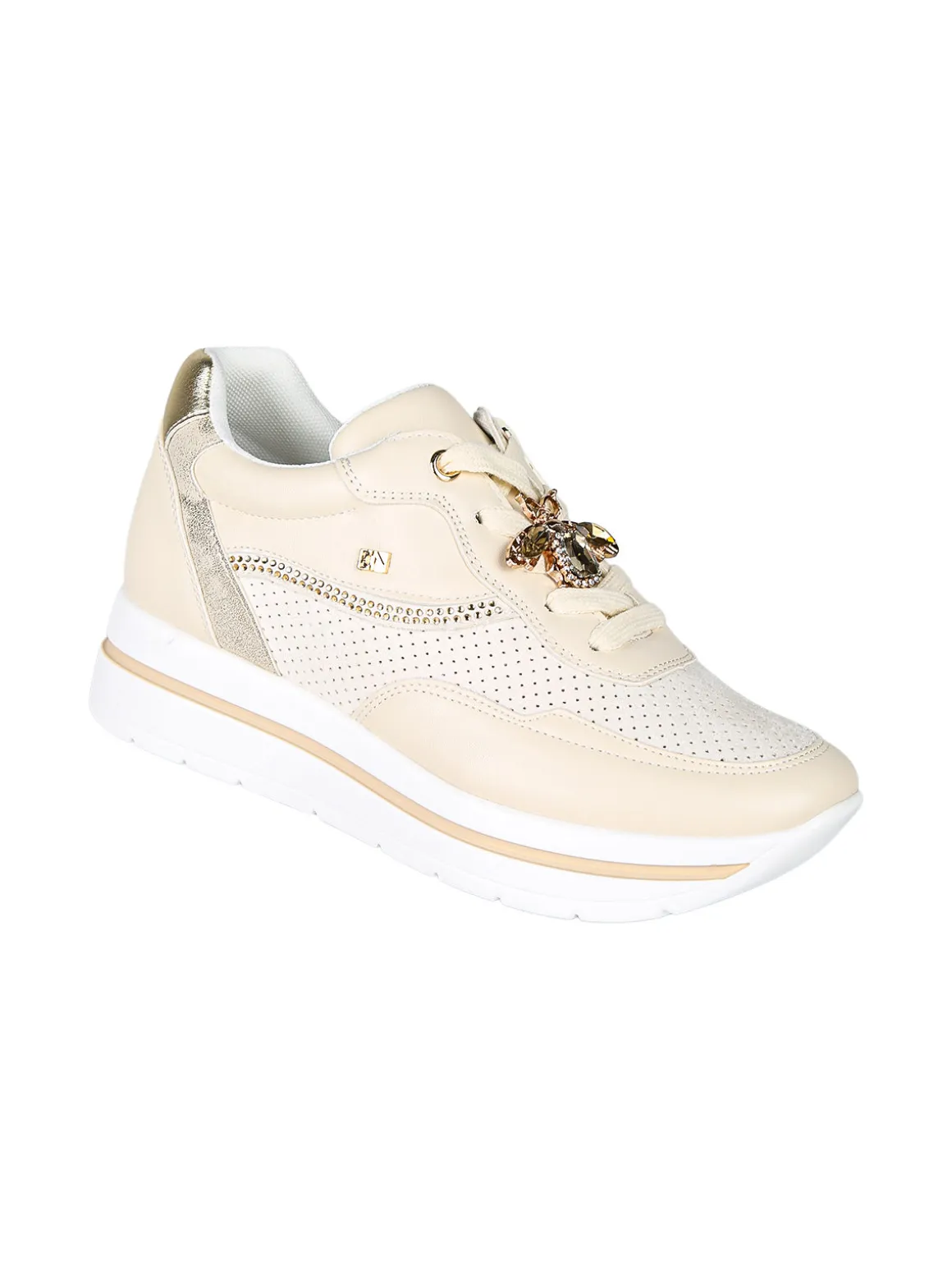 Energy Sneakers donna gioiello con platform - panna