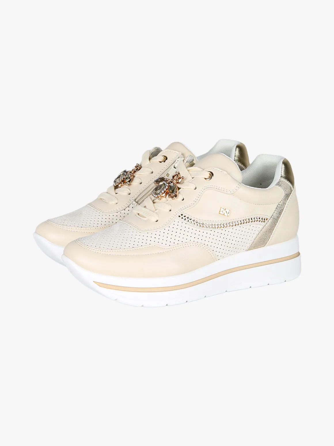 Energy Sneakers donna gioiello con platform - panna