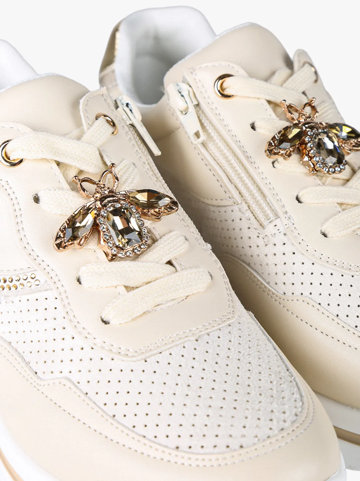 Energy Sneakers donna gioiello con platform - panna