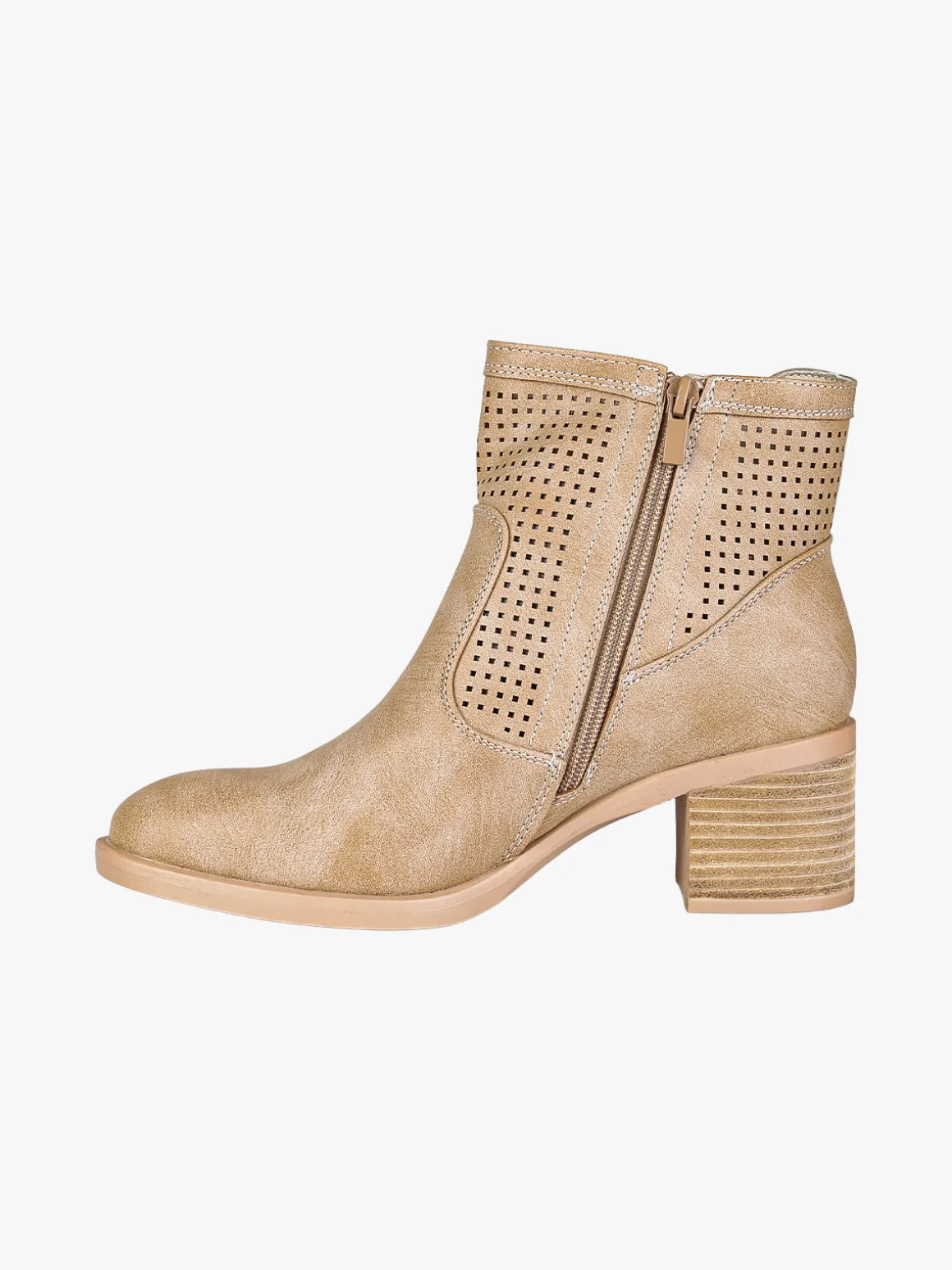 Energy Stivaletti donna traforati con tacco largo - taupe