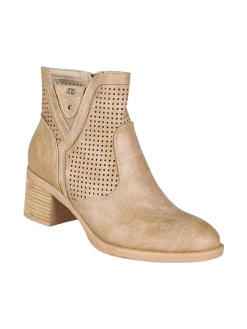 Energy Stivaletti donna traforati con tacco largo - taupe