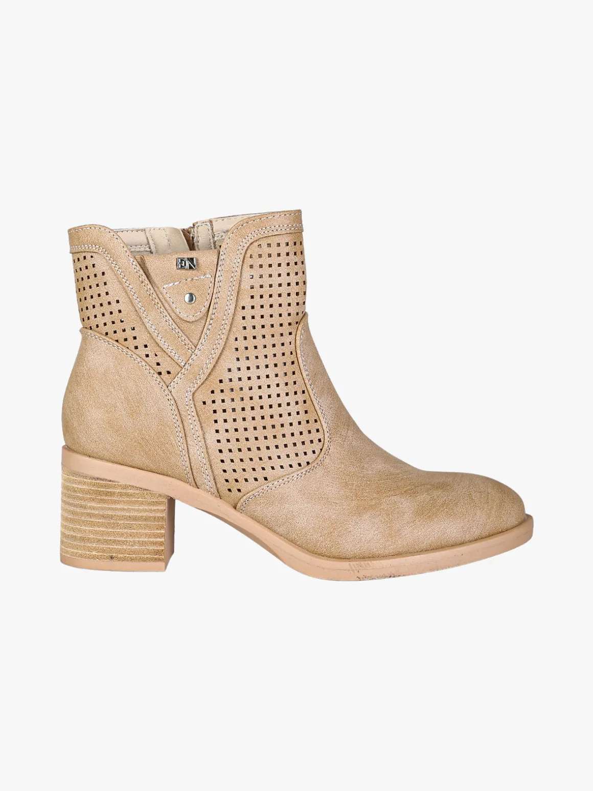 Energy Stivaletti donna traforati con tacco largo - taupe