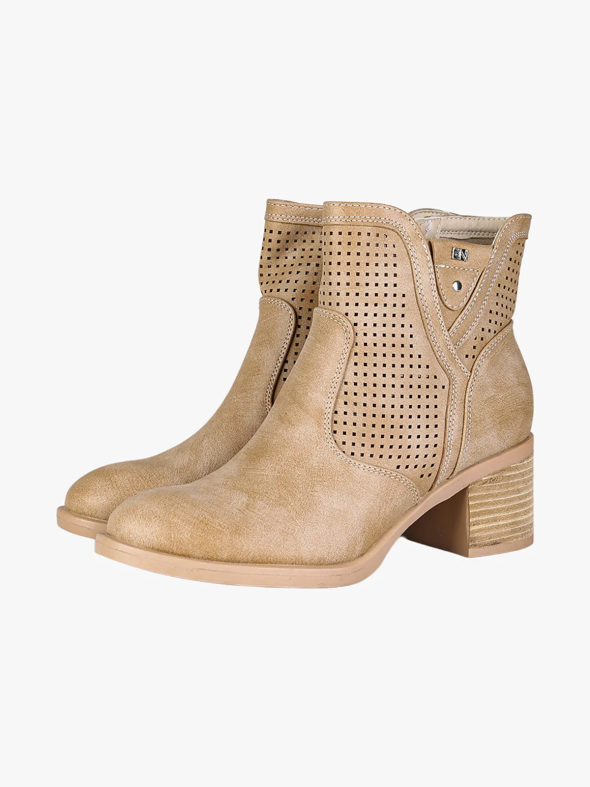 Energy Stivaletti donna traforati con tacco largo - taupe