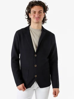 Enos Jeans Blazer da uomo in maglia con bottoni - blu scuro